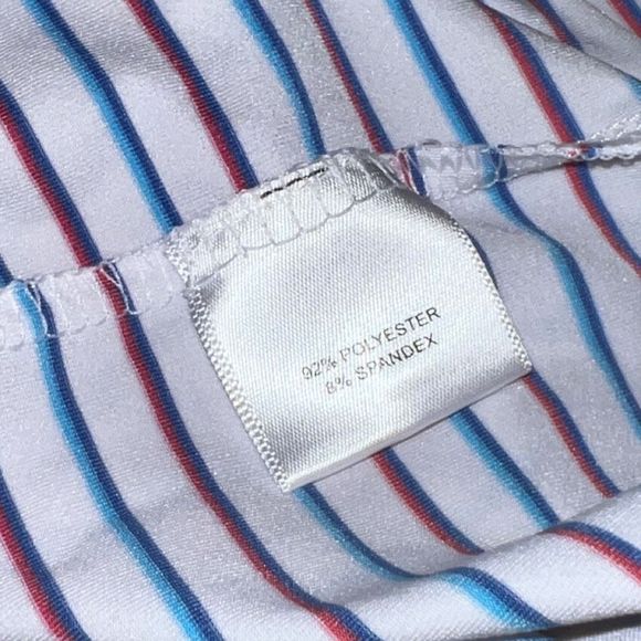 Peter Millar Summer Comfort White Striped Golf Polo Size Medium - Picture 4 of 4